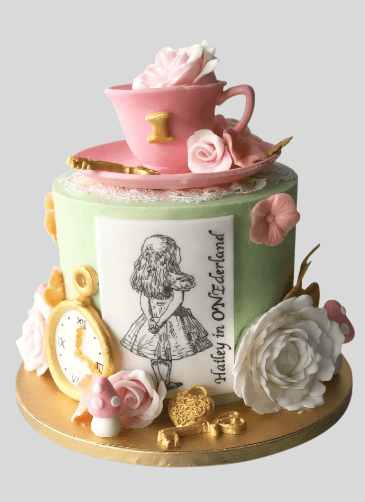 Elegant Alice in Wonderland Cake