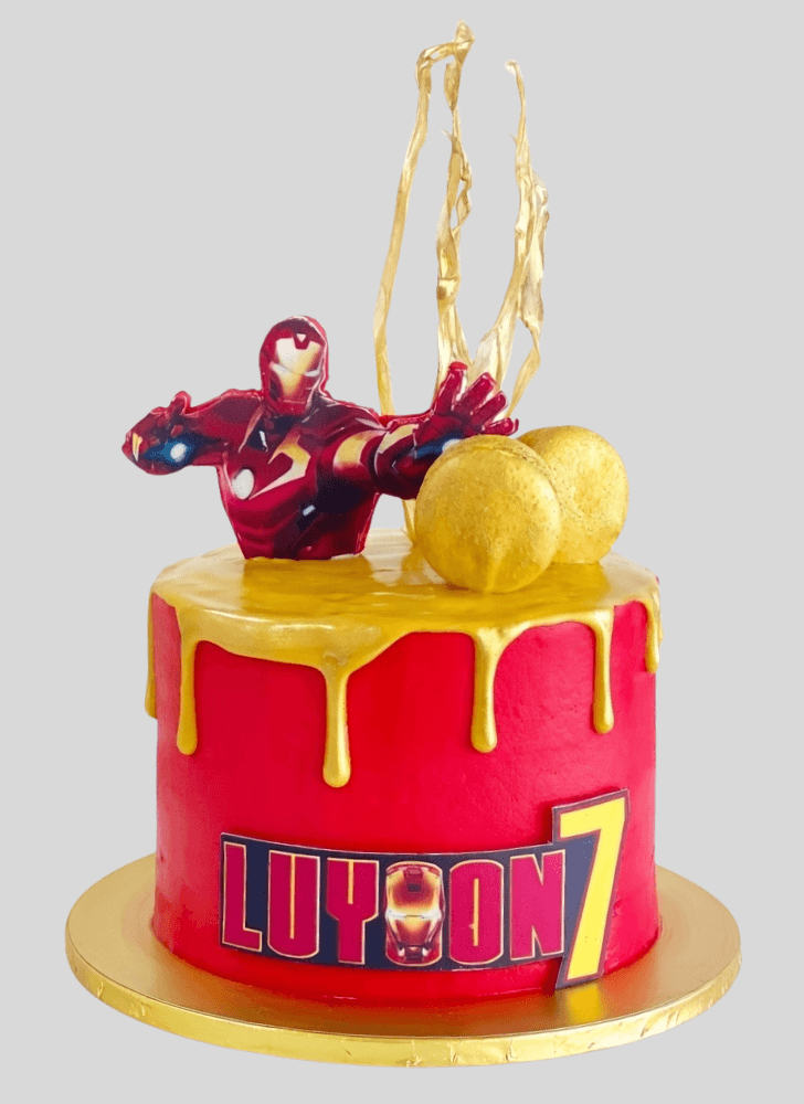 Iron Man Mask Cake with Red Red and Yellow Base