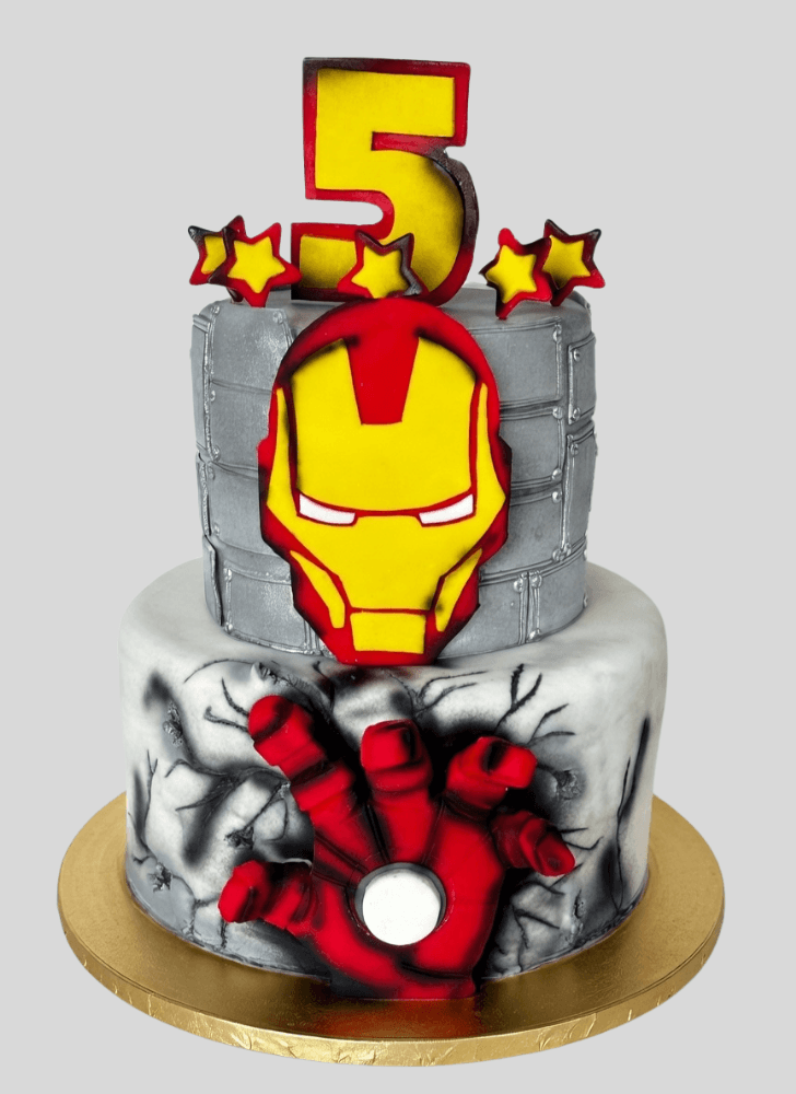 Iron Man Cake with Red and Black Base