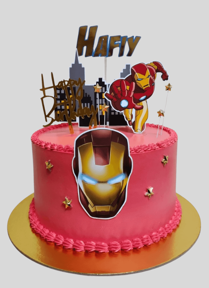 Iron Man Mask Cake with Orange Base
