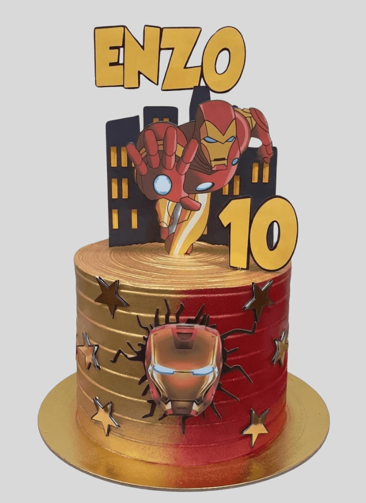 Iron Man Mark 3 Mask Cake with White Base