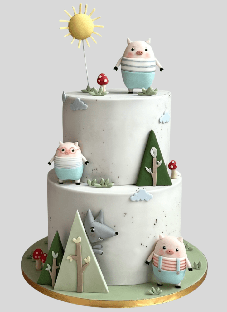 Admirable Three Little Pigs Cake Design