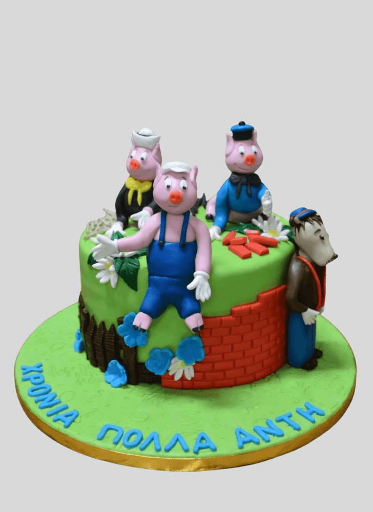 Angelic Three Little Pigs Cake