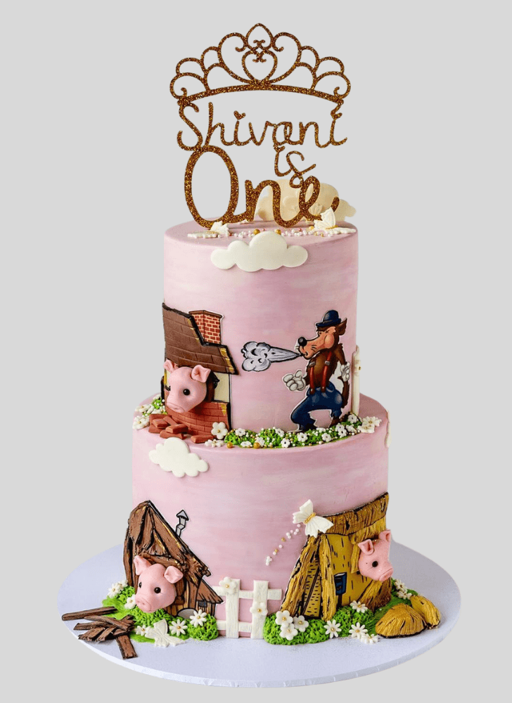 Pretty Three Little Pigs Cake