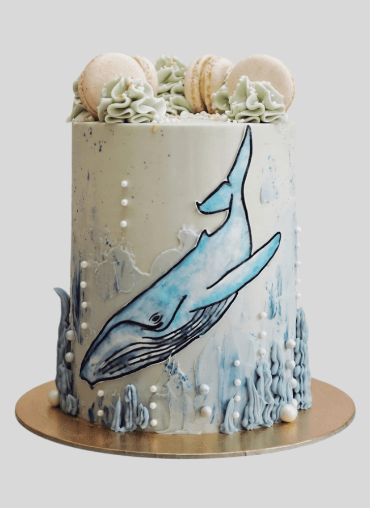 Adorable Blue Whale Cake