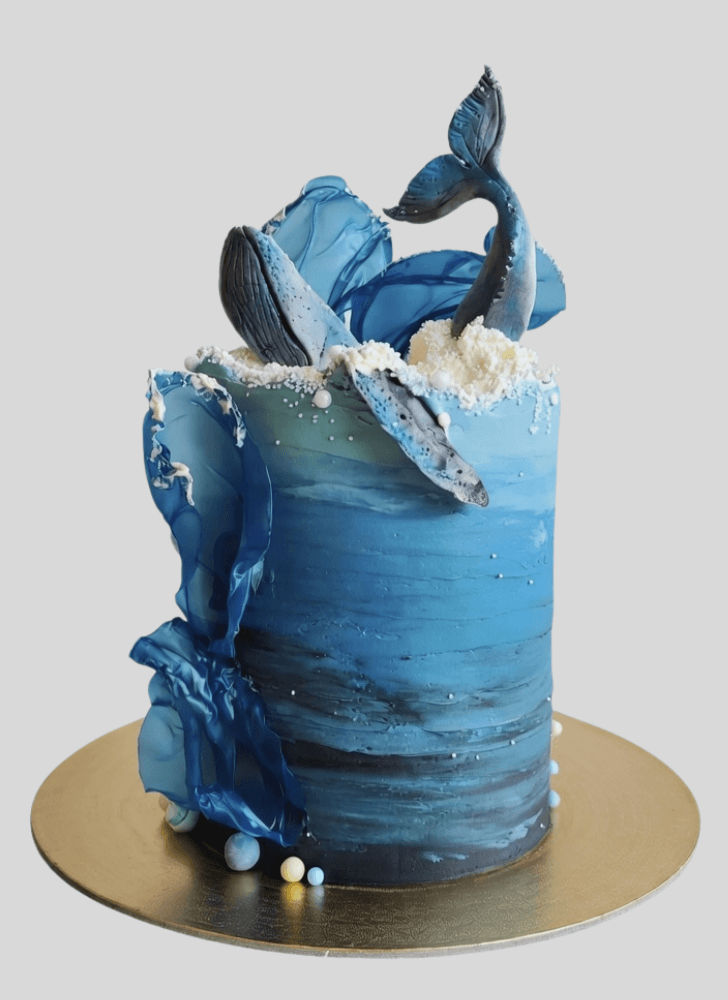 Slightly Blue Whale Cake