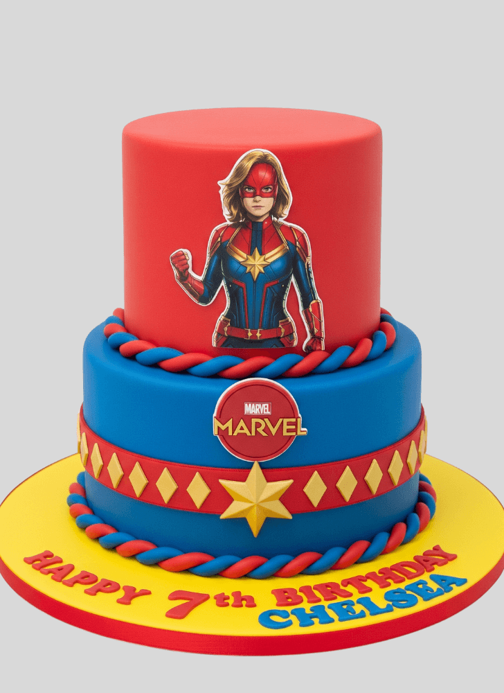 Wonderful Captain Marvel Cake Design