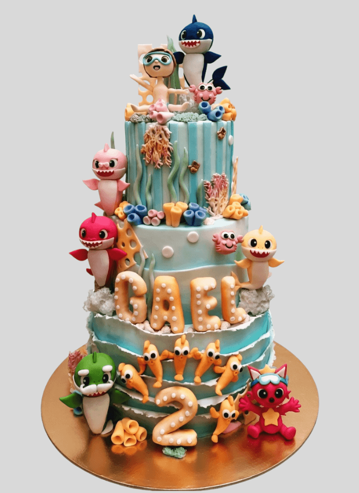 Wonderful Baby Shark Cake Design