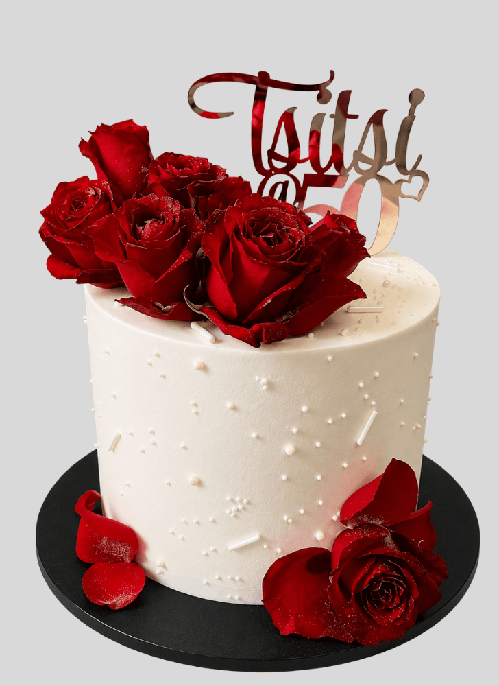 Dazzling Red Rose Cake