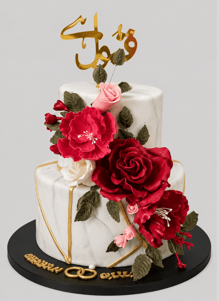 Delicate Red Rose Cake