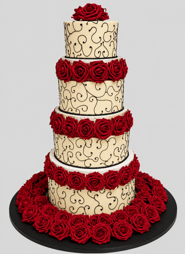 Exquisite Red Rose Cake