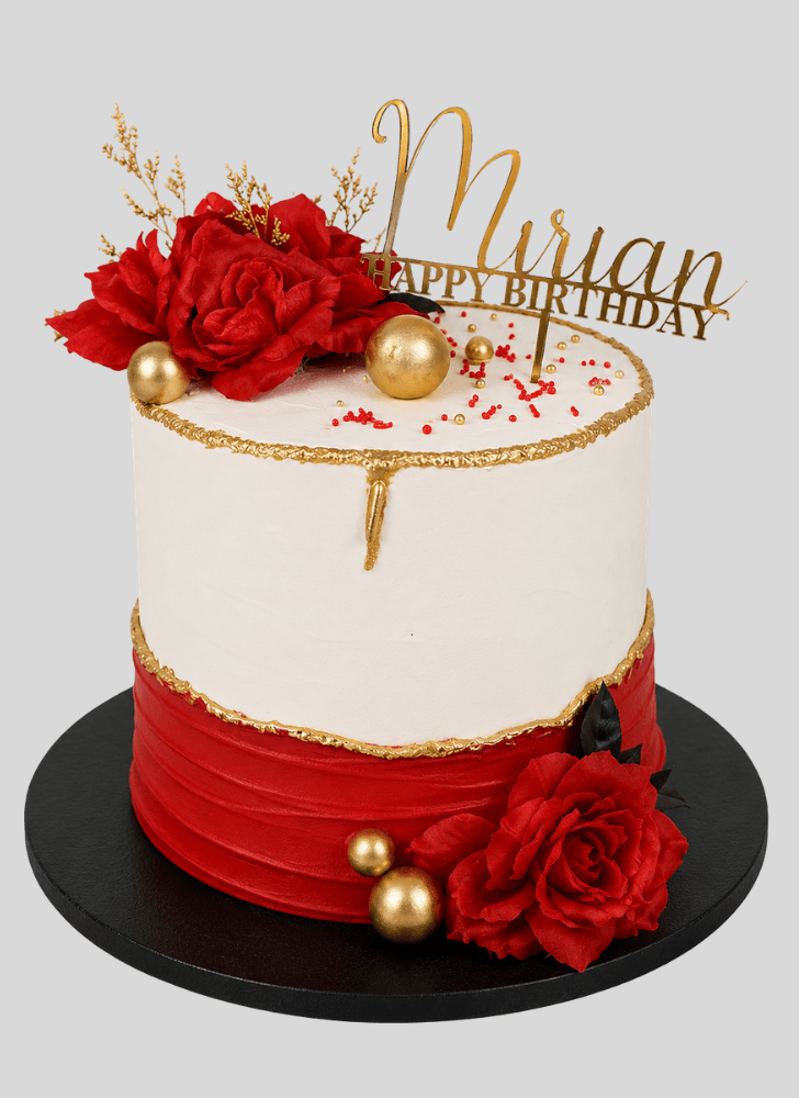Graceful Red Rose Cake