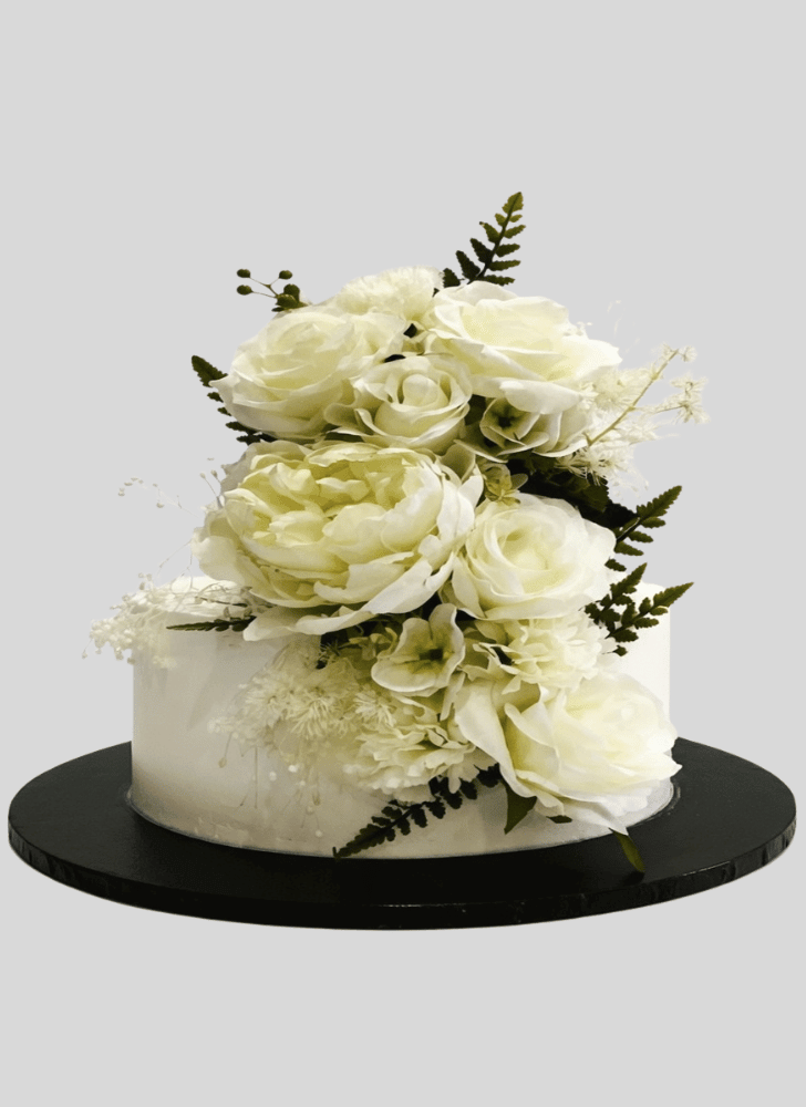 Charming White Rose Cake