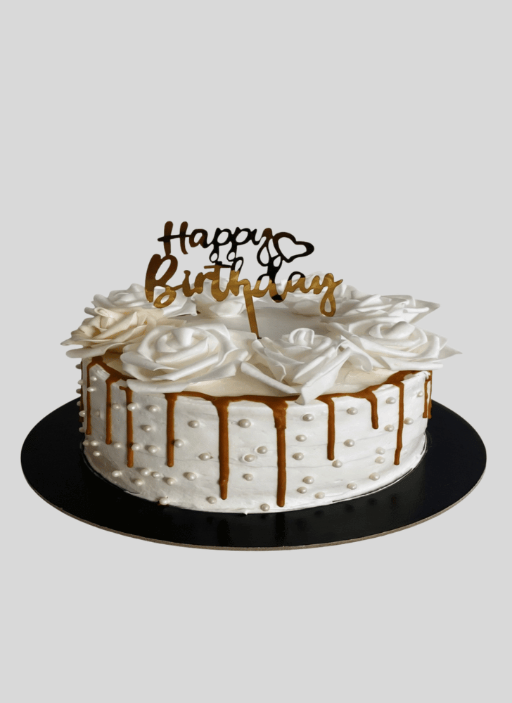 Elegant White Rose Cake