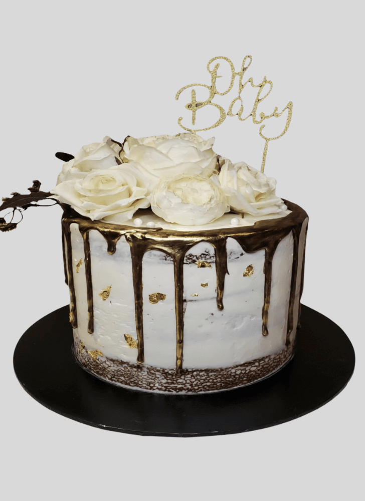 Graceful White Rose Cake