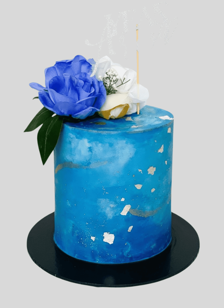Alluring Blue Rose Cake