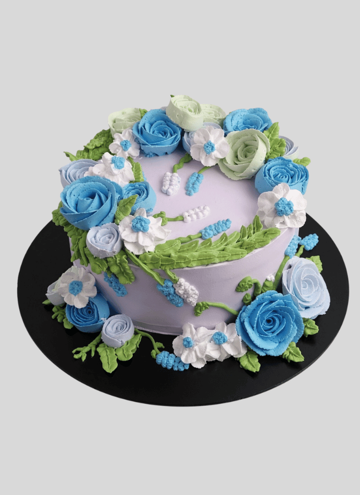 Delicate Blue Rose Cake
