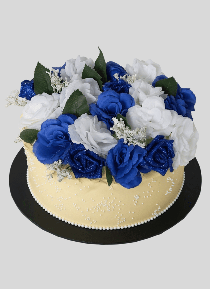 Enticing Blue Rose Cake