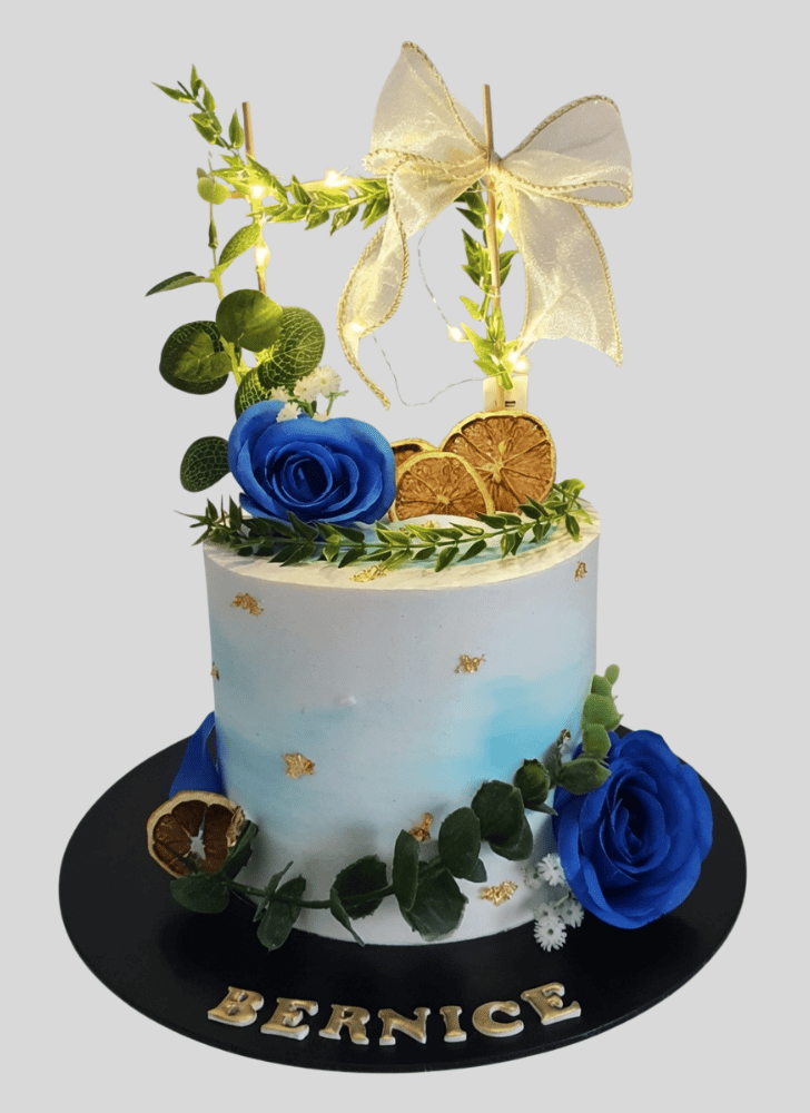 Marvelous Blue Rose Cake