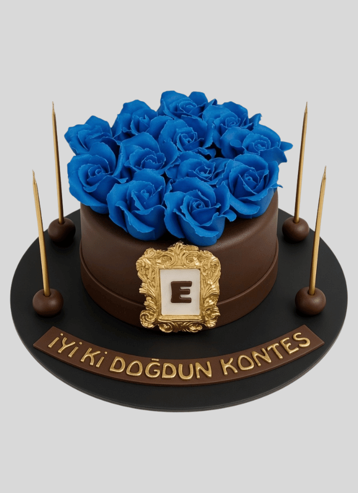 Radiant Blue Rose Cake