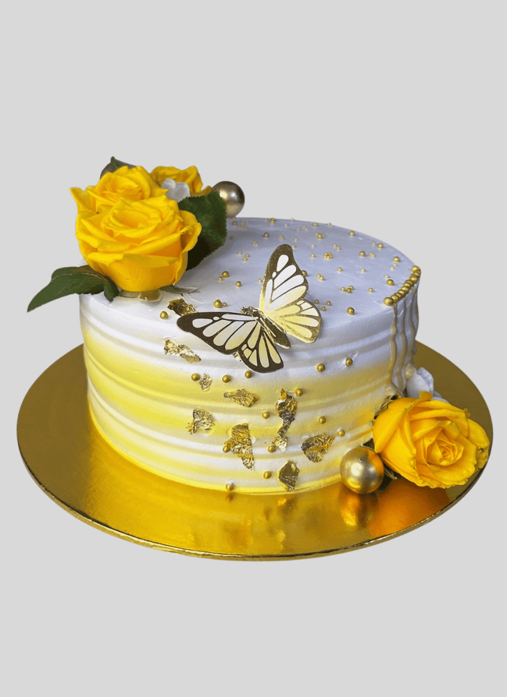 Angelic Yellow Rose Cake