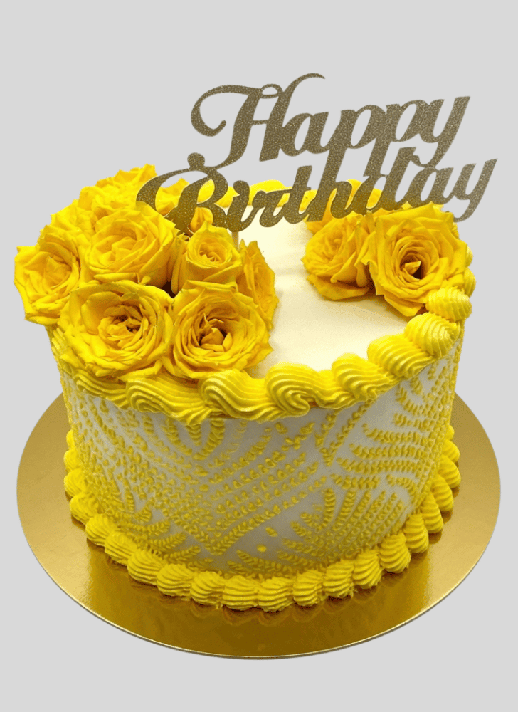 Graceful Yellow Rose Cake