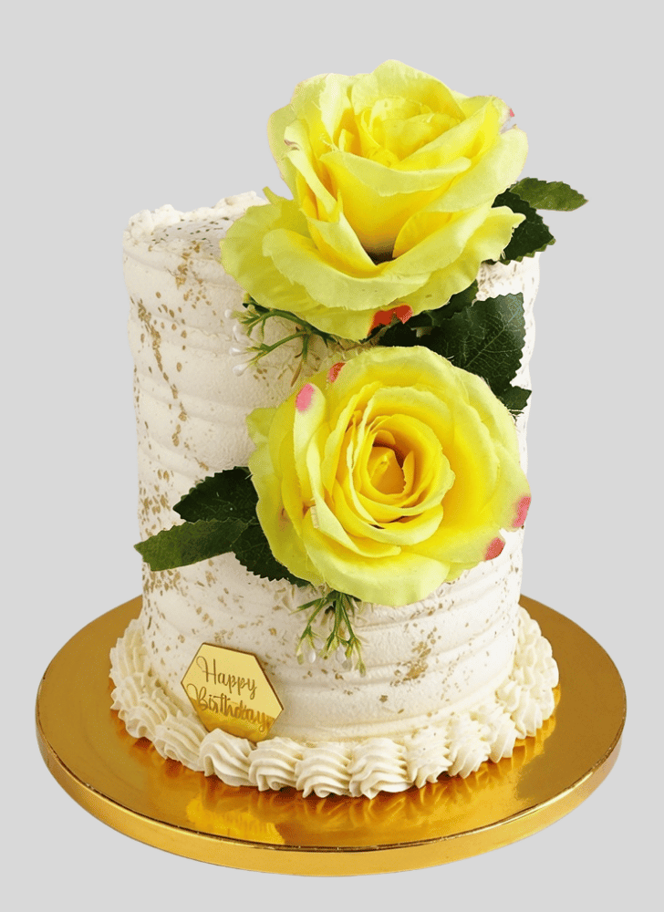 Pretty Yellow Rose Cake