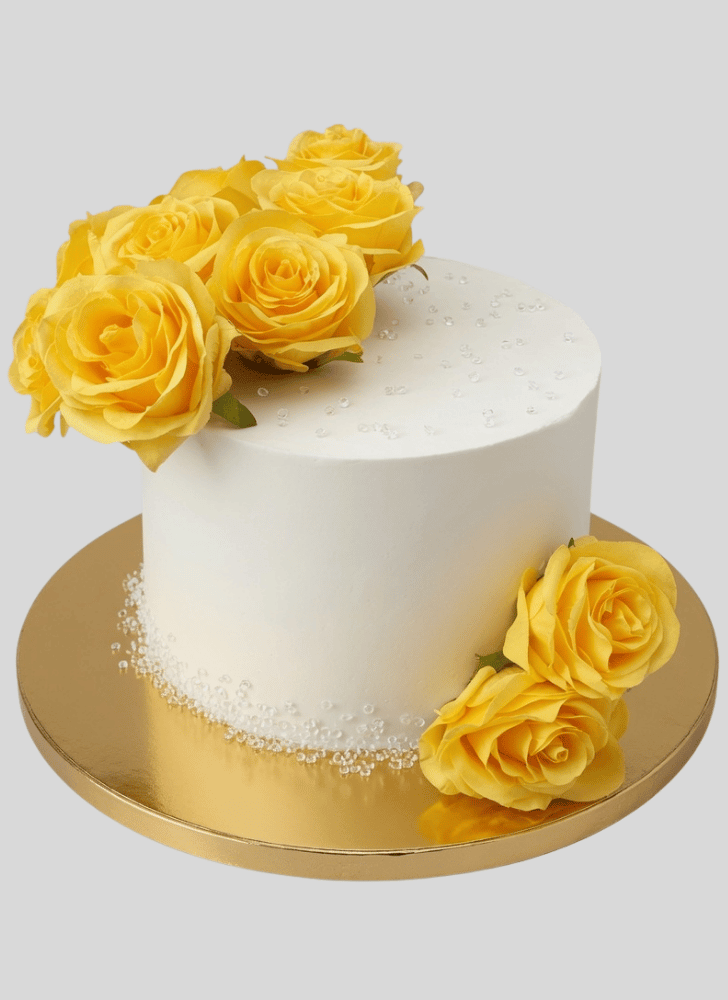 Wonderful Yellow Rose Cake Design