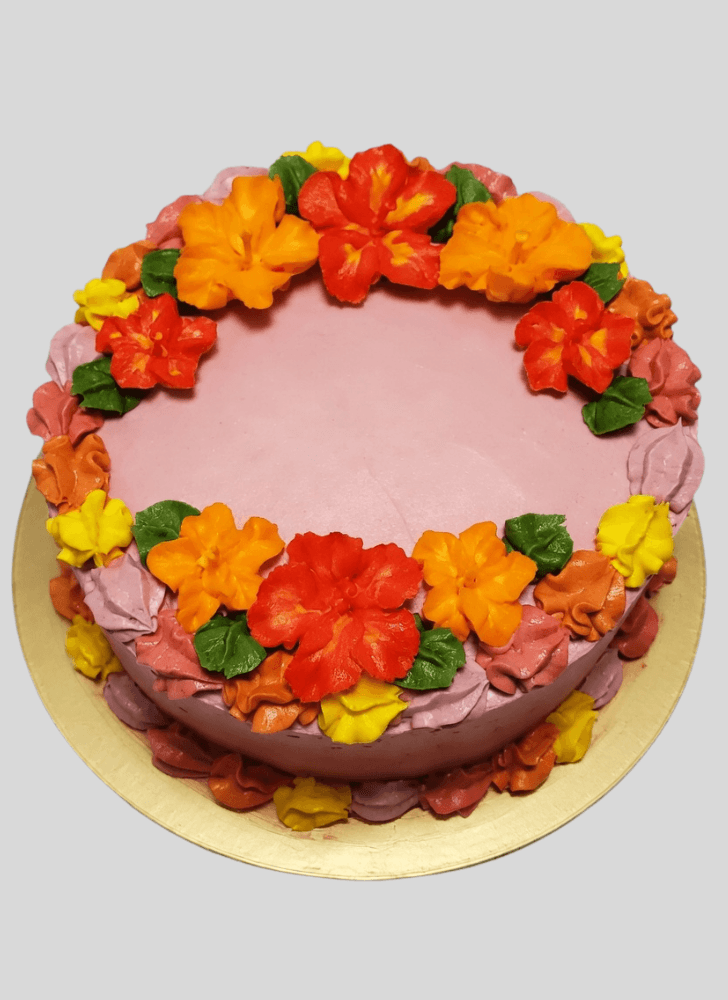 Radiant Hibiscus Flower Cake