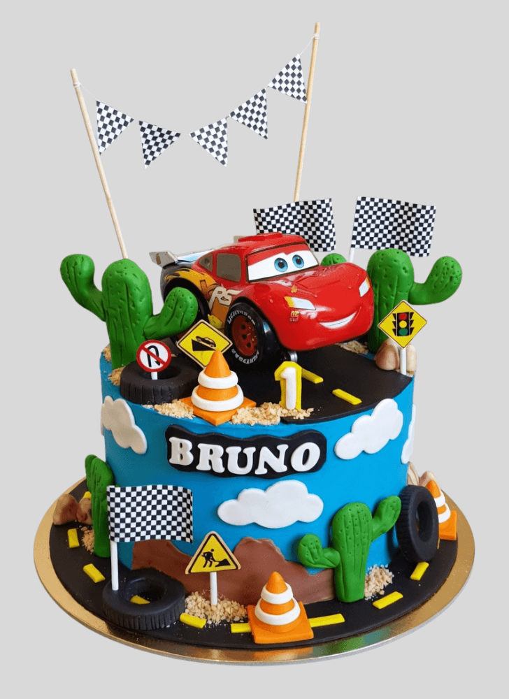 Delicate Lightning Mcqueen Cake