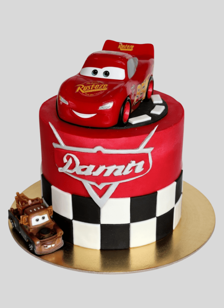 Refined Lightning Mcqueen Cake