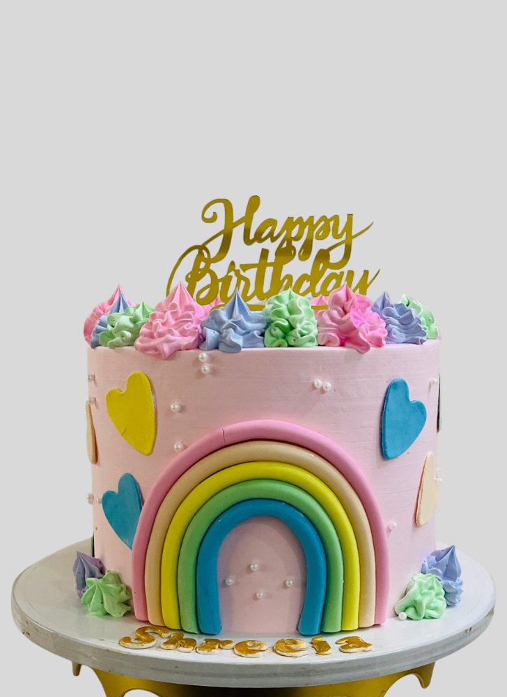 Delicate Rainbow Brite Cake