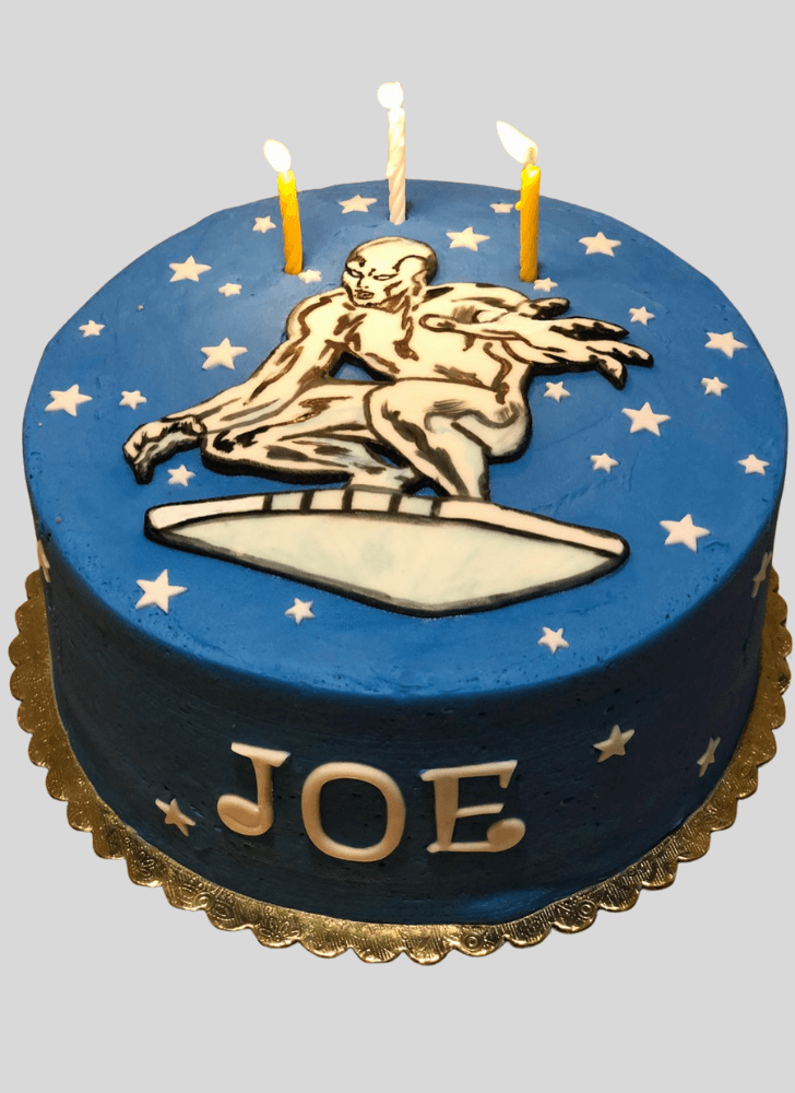 Adorable Silver Surfer Cake