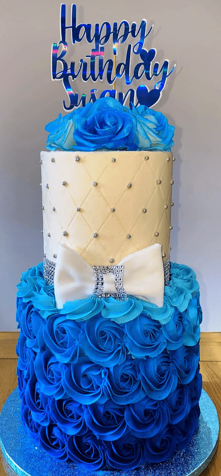 Captivating Blue Rose Cake