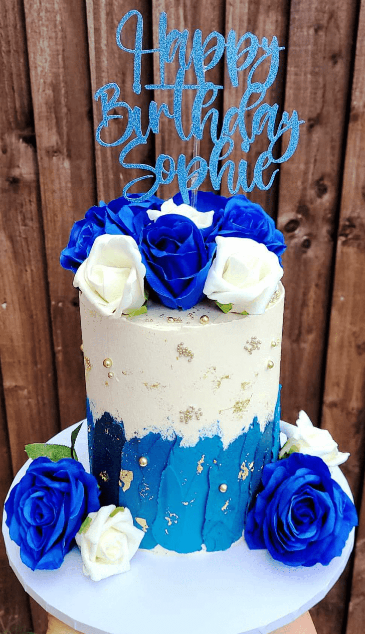 Magnificent Blue Rose Cake