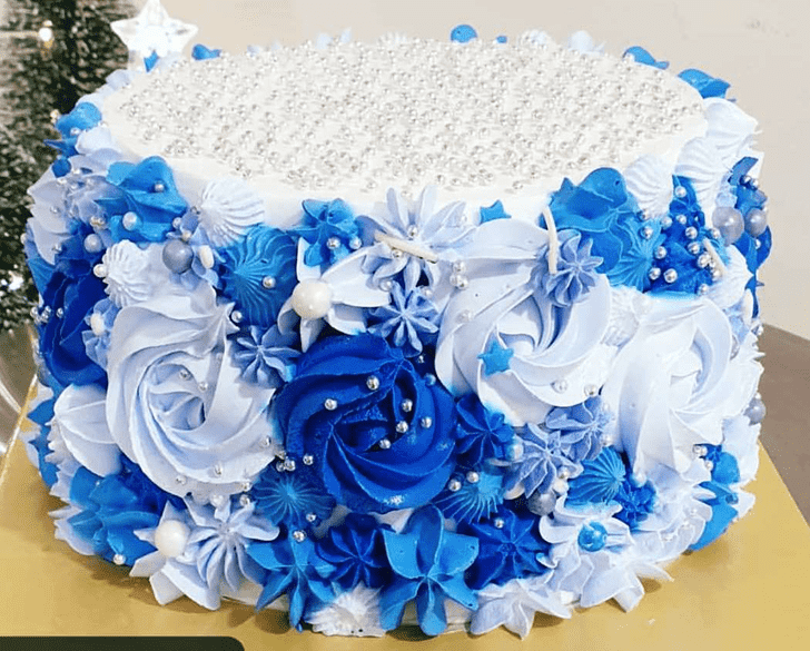Radiant Blue Rose Cake