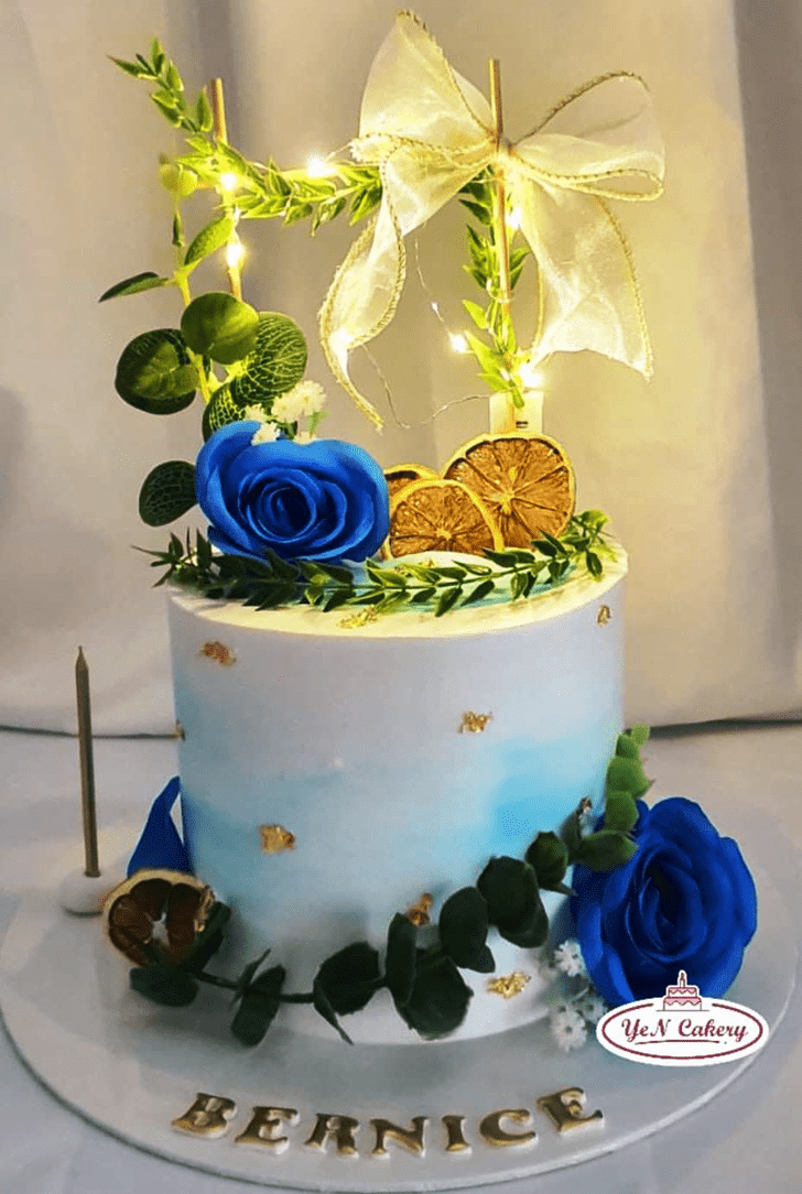 Refined Blue Rose Cake