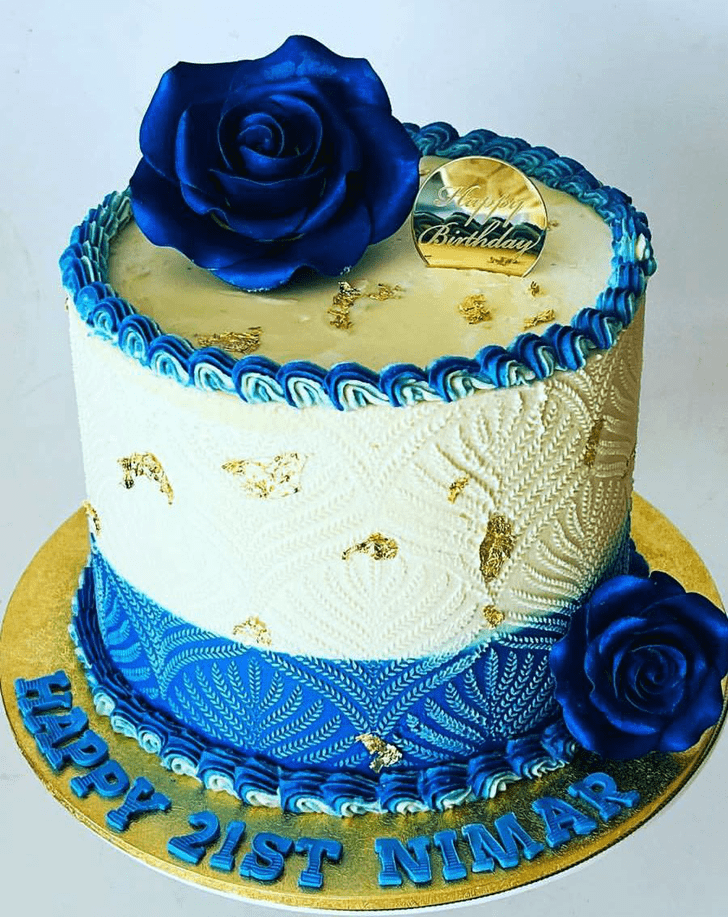 Wonderful Blue Rose Cake Design