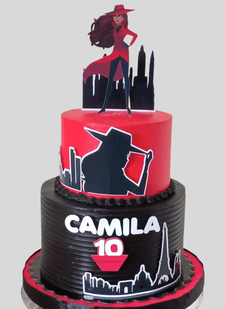 Admirable Carmen Sandiego Cake Design