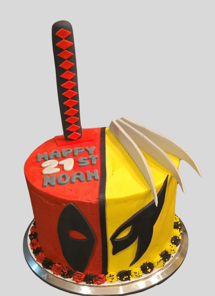 Cute Deadpool and Wolverine Cake