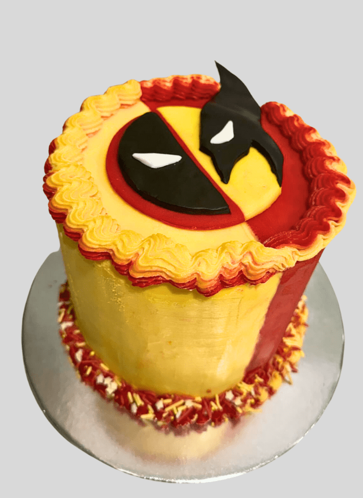 Shapely Deadpool and Wolverine Cake