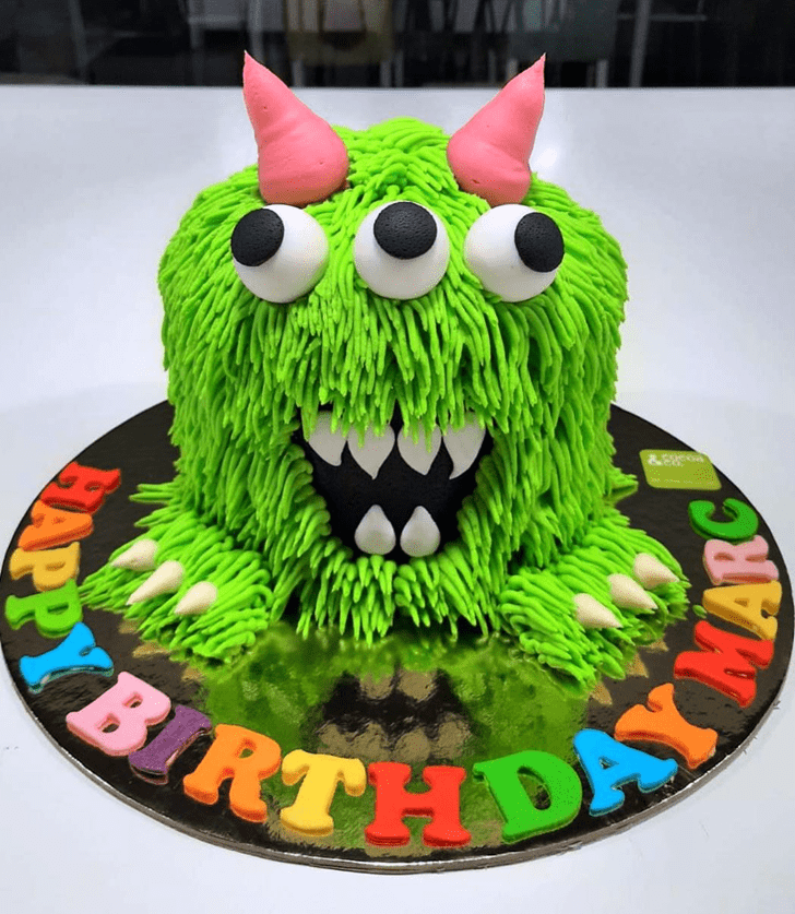 Comely Green Monster Cake