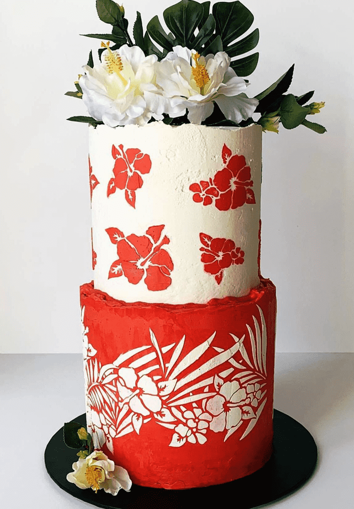 Exquisite Hibiscus Flower Cake