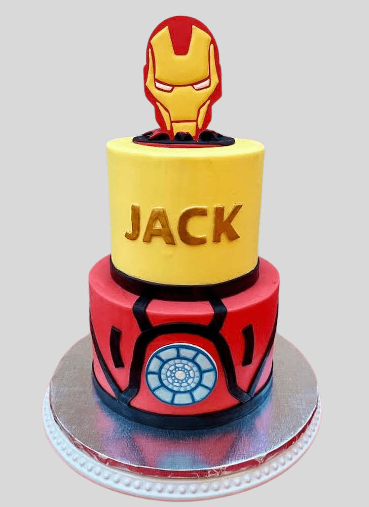 Iron Man Mask Cake with White Base