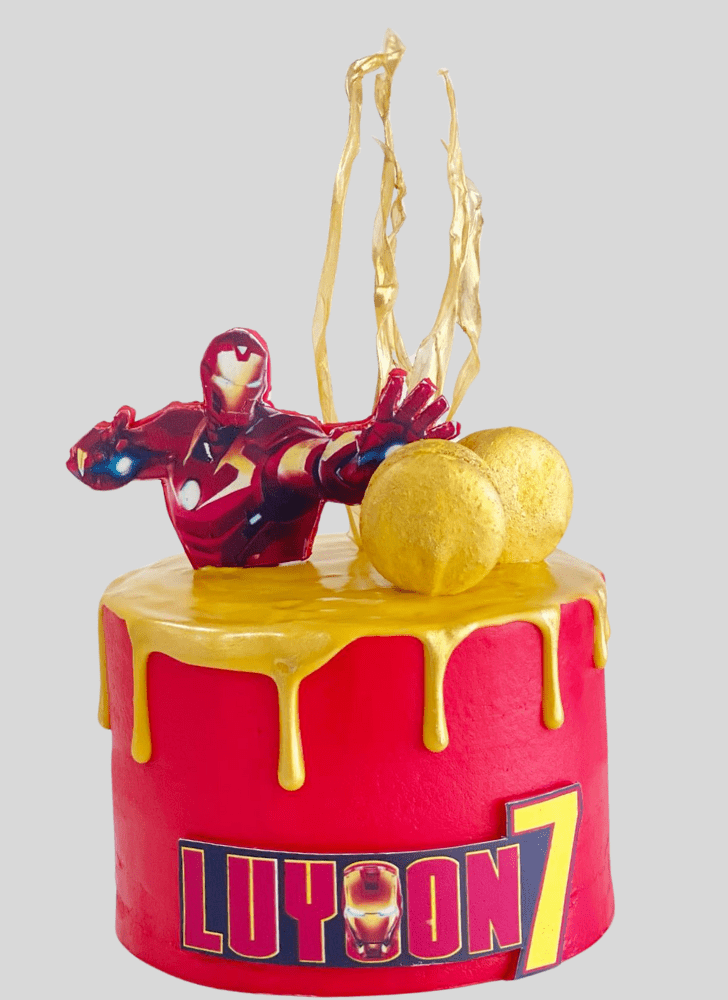 Iron Man Mask Cake with Red Red and Yellow Base