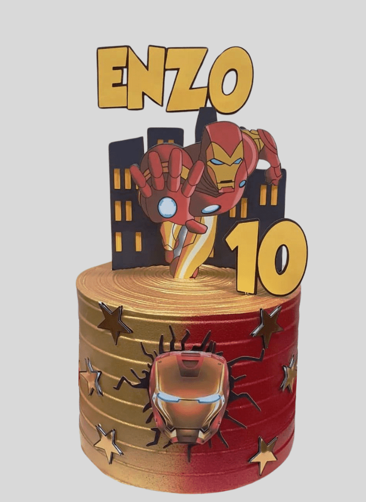 Iron Man Cake with Red and Black Base