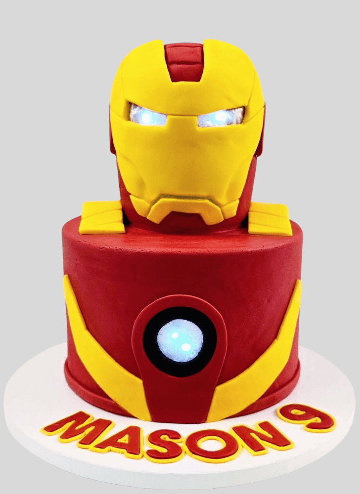 Iron Man Mask Cake with Red White Base