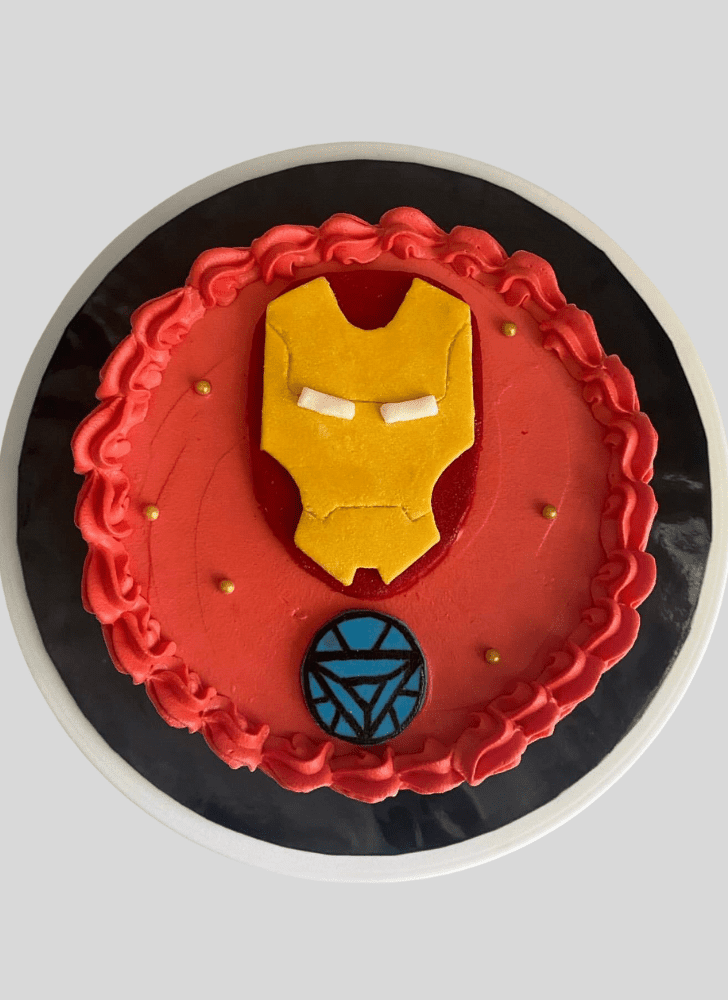 Iron Man Avengers Cake with Red Blue White Base