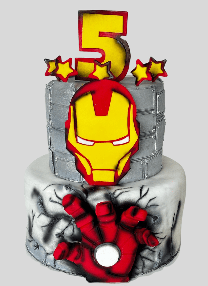 Iron Man Hand Cake with Red Golden Base