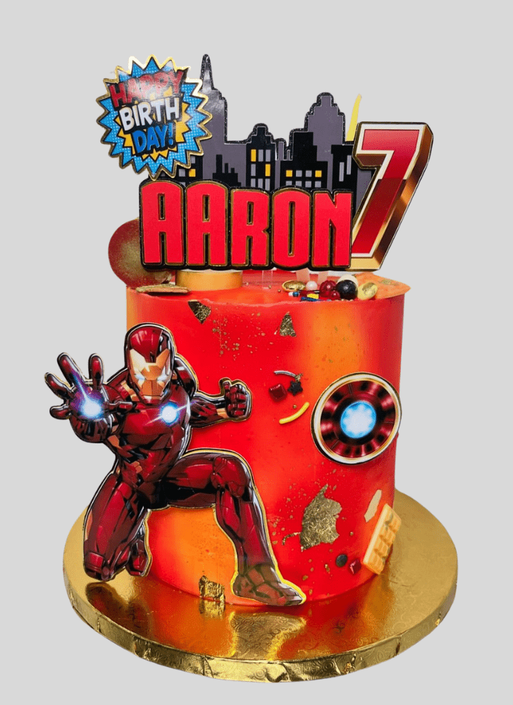 Iron Man Endgame Cake with Grey Base